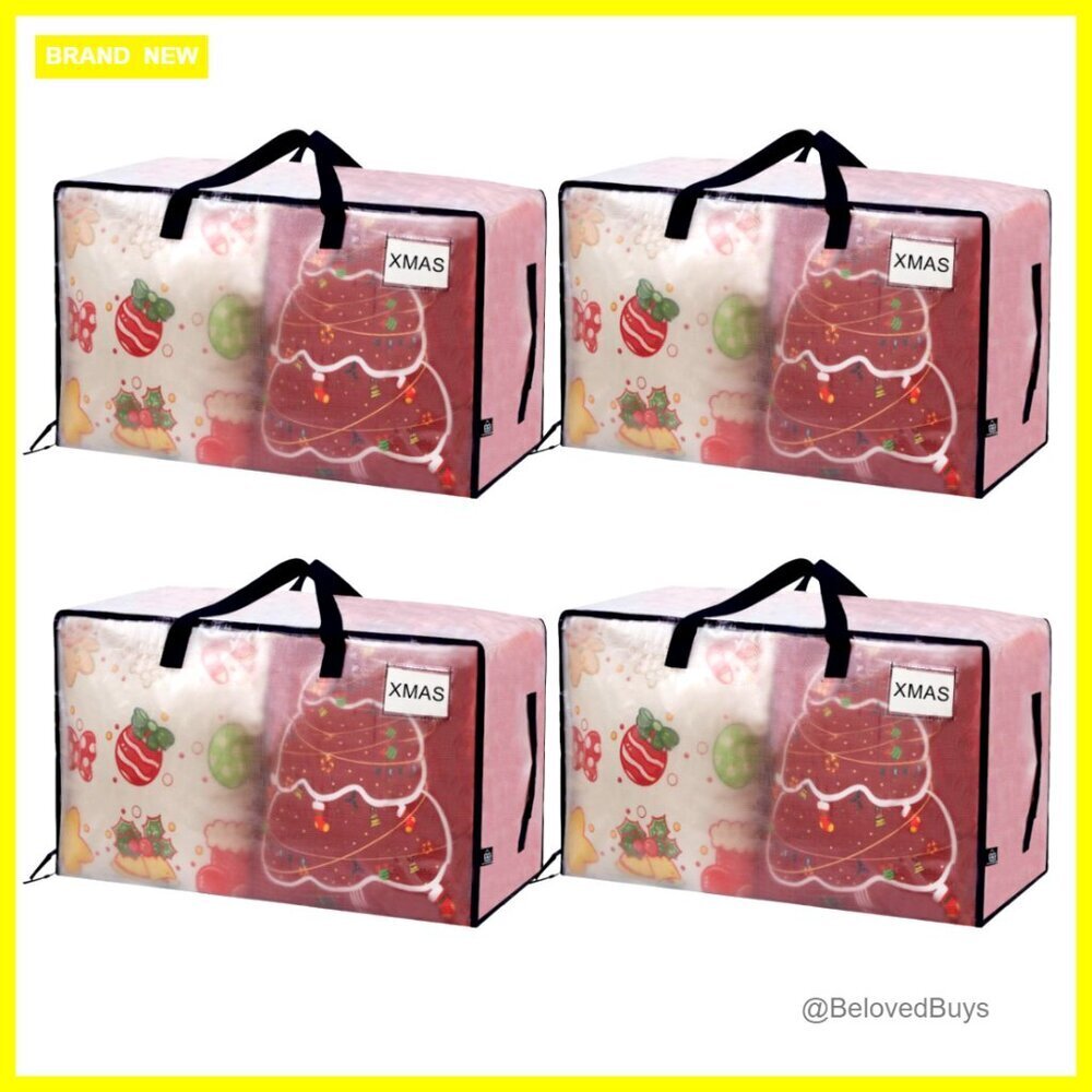 Heavy Duty Moving Bags 4 Pack Extra Large Storage Totes with Zippers